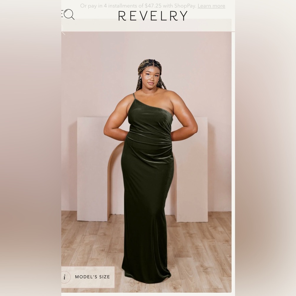 Revelry Olive Bridesmaid Dress size 2 in velvet